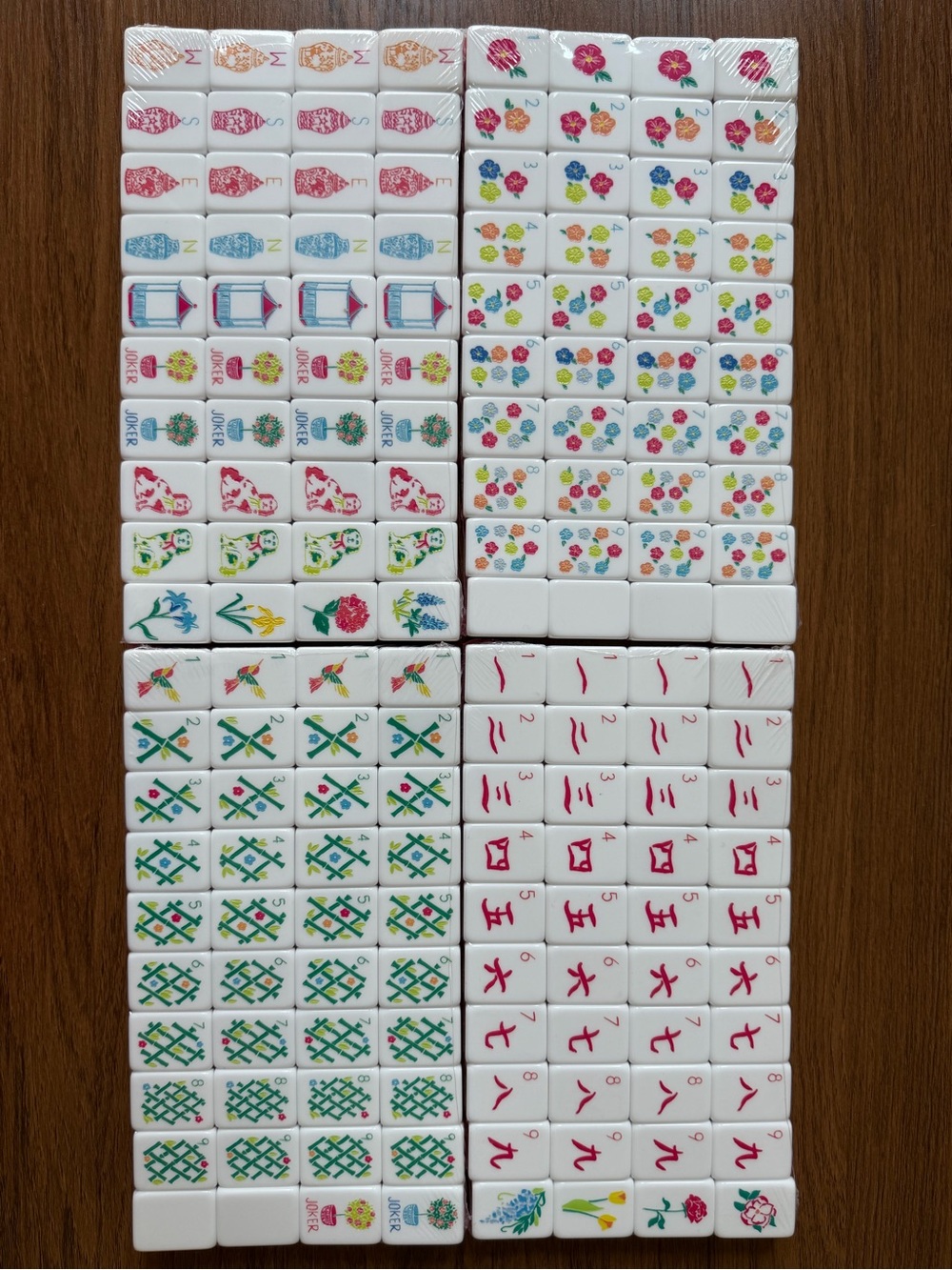 NEW American Mahjong 4 Layer Tile Set — White Tiles with Orange Backs and Pink - Picture 7 of 9